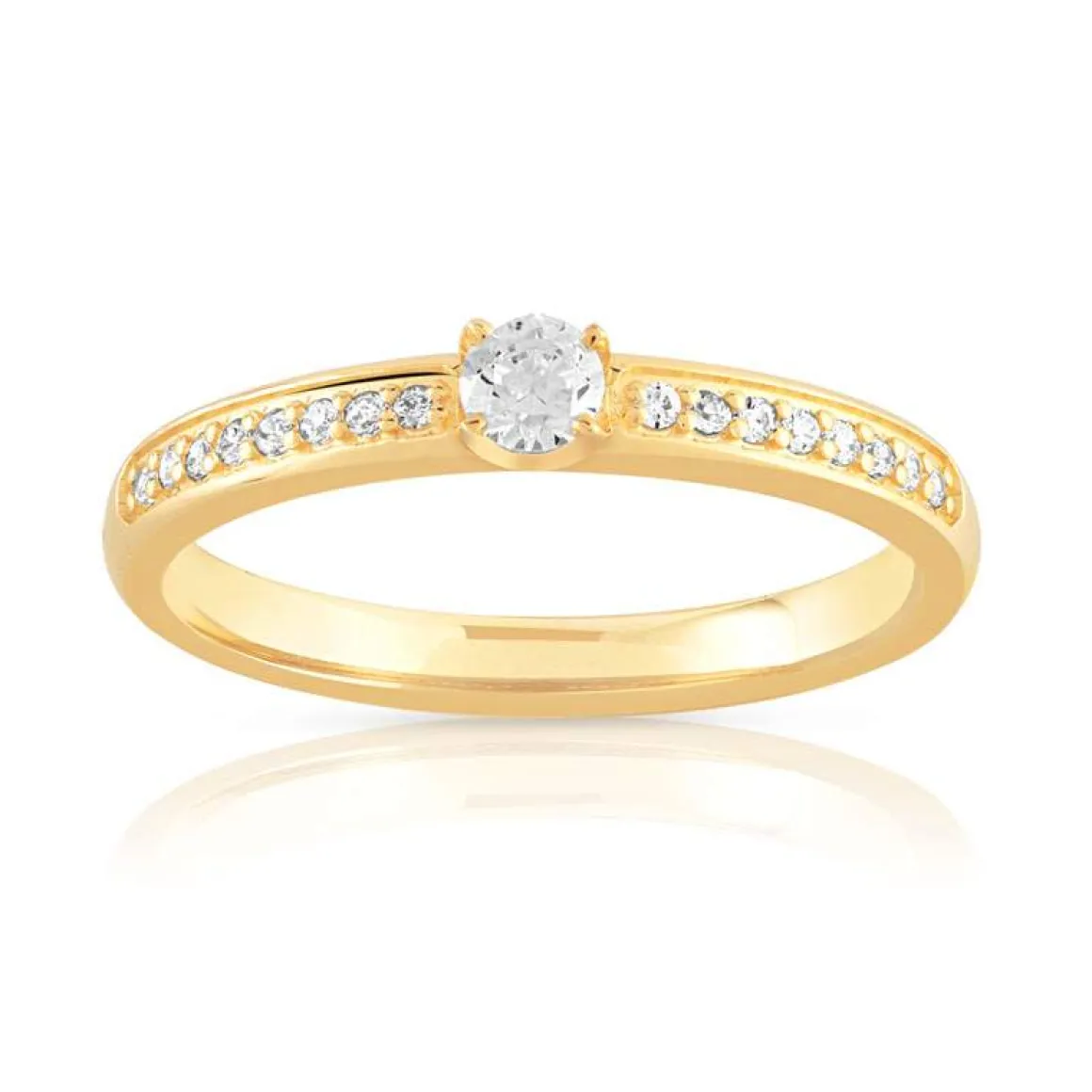 Bague solitaire or 750 jaune diamant 30/100e de cart