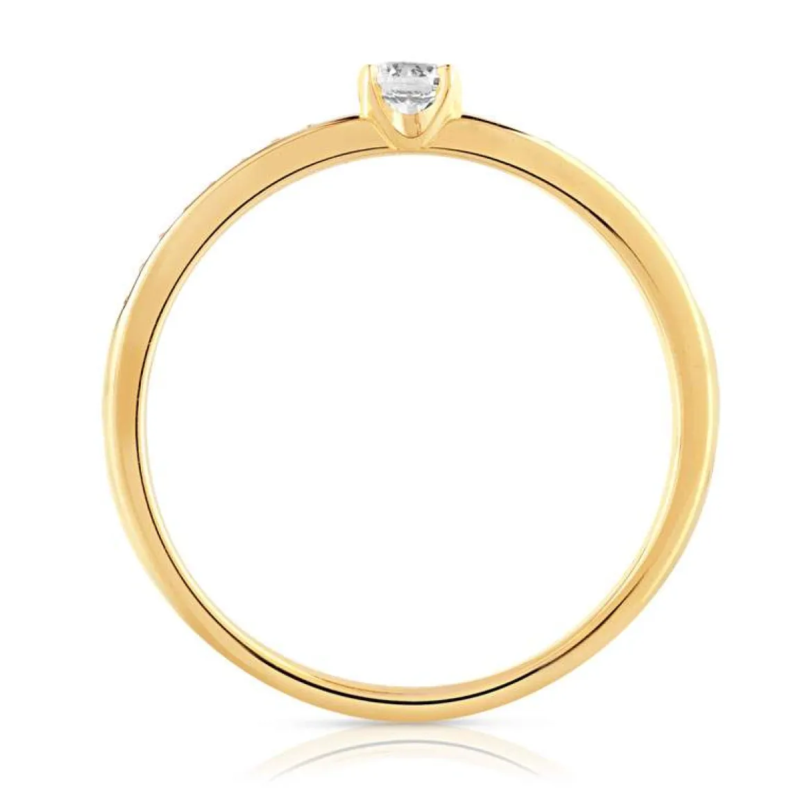 Bague solitaire or 750 jaune diamant 20/100e de carat