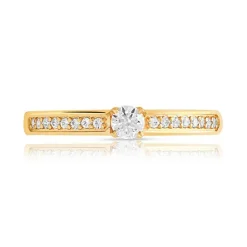 Bague solitaire or 750 jaune diamant 20/100e de carat