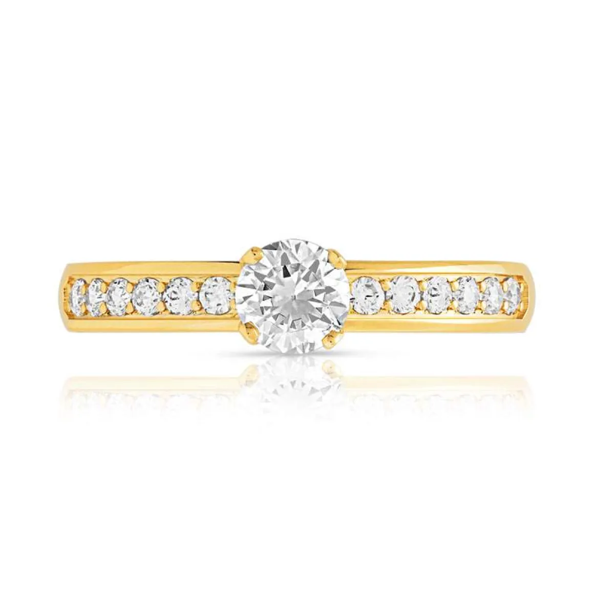 Bague solitaire or 750 jaune diamant 60/100e de carat