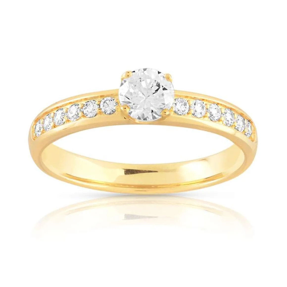 Bague solitaire or 750 jaune diamant 60/100e de carat