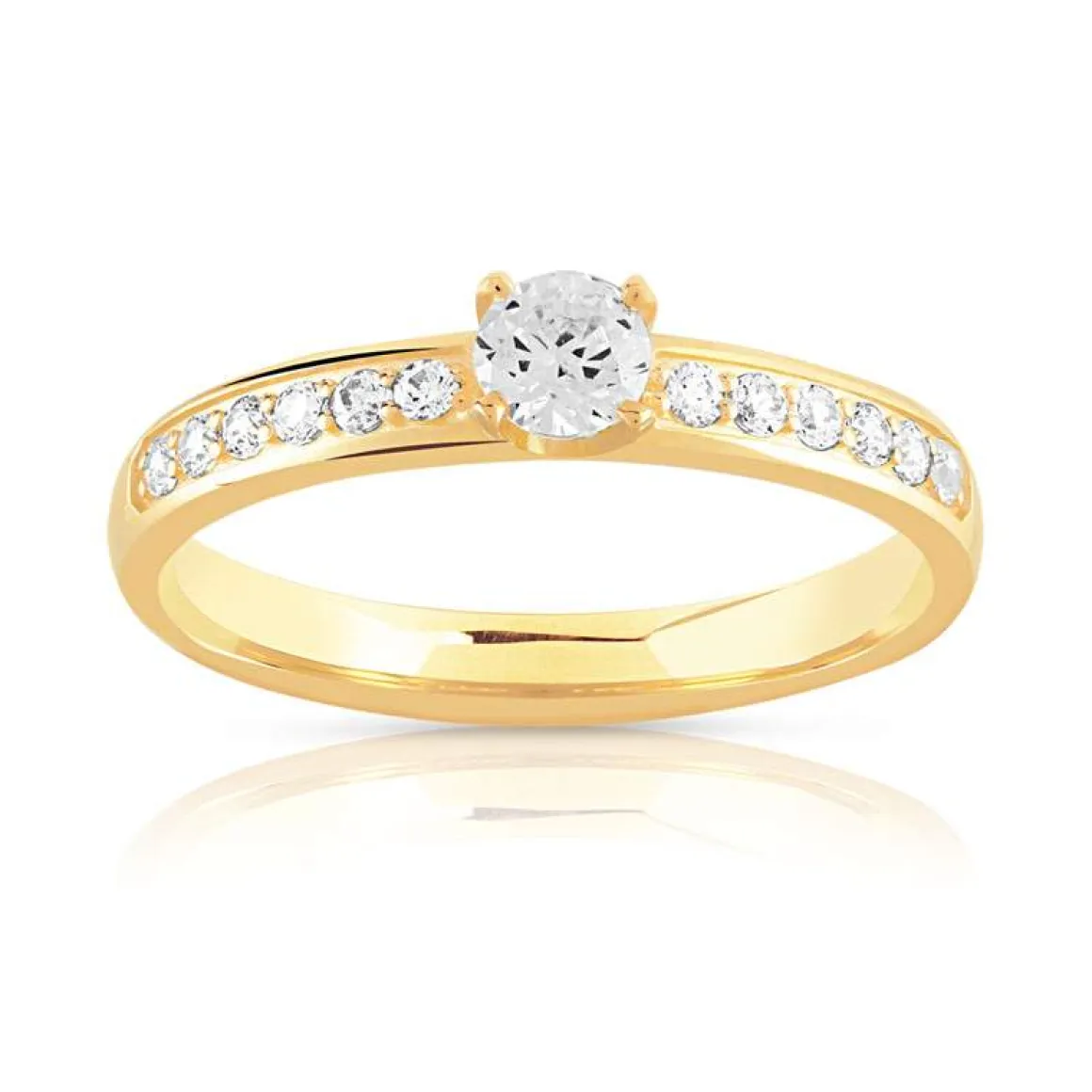 Bague solitaire or 750 jaune diamant 50/100e de carat