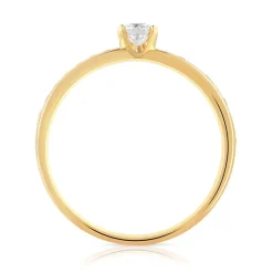 Bague solitaire or 750 jaune diamant 50/100e de carat