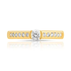 Bague solitaire or 750 jaune diamant 30/100e de carat