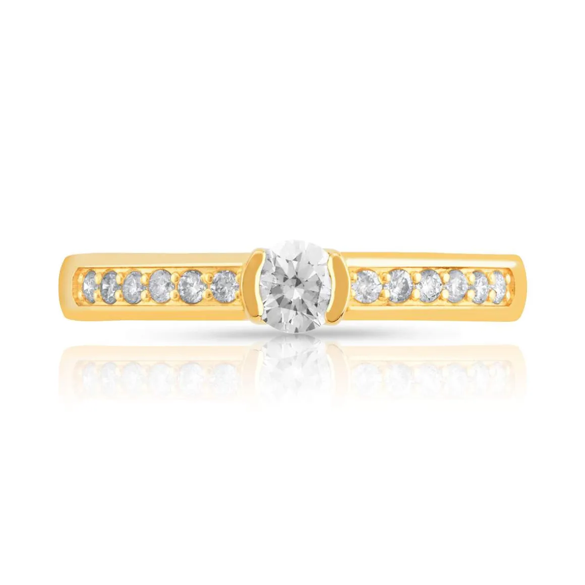 Bague solitaire or 750 jaune diamant 30/100e de carat