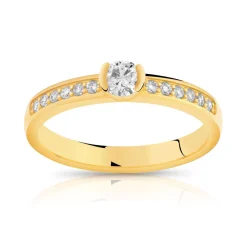 Bague solitaire or 750 jaune diamant 30/100e de carat
