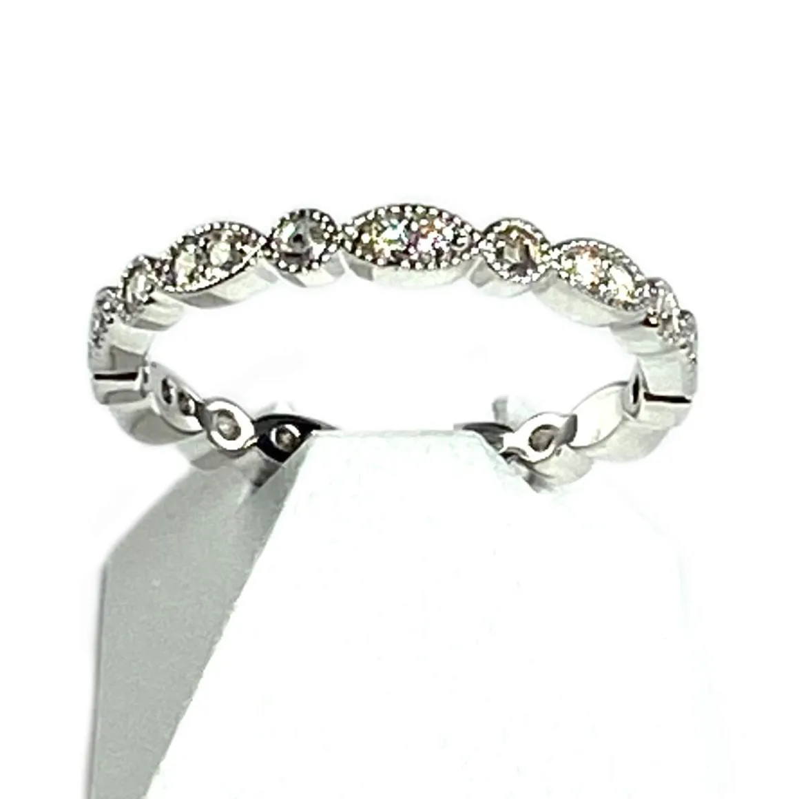 Bague tour complet d'occasion or 750 blanc diamants