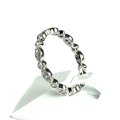 Bague tour complet d'occasion or 750 blanc diamants
