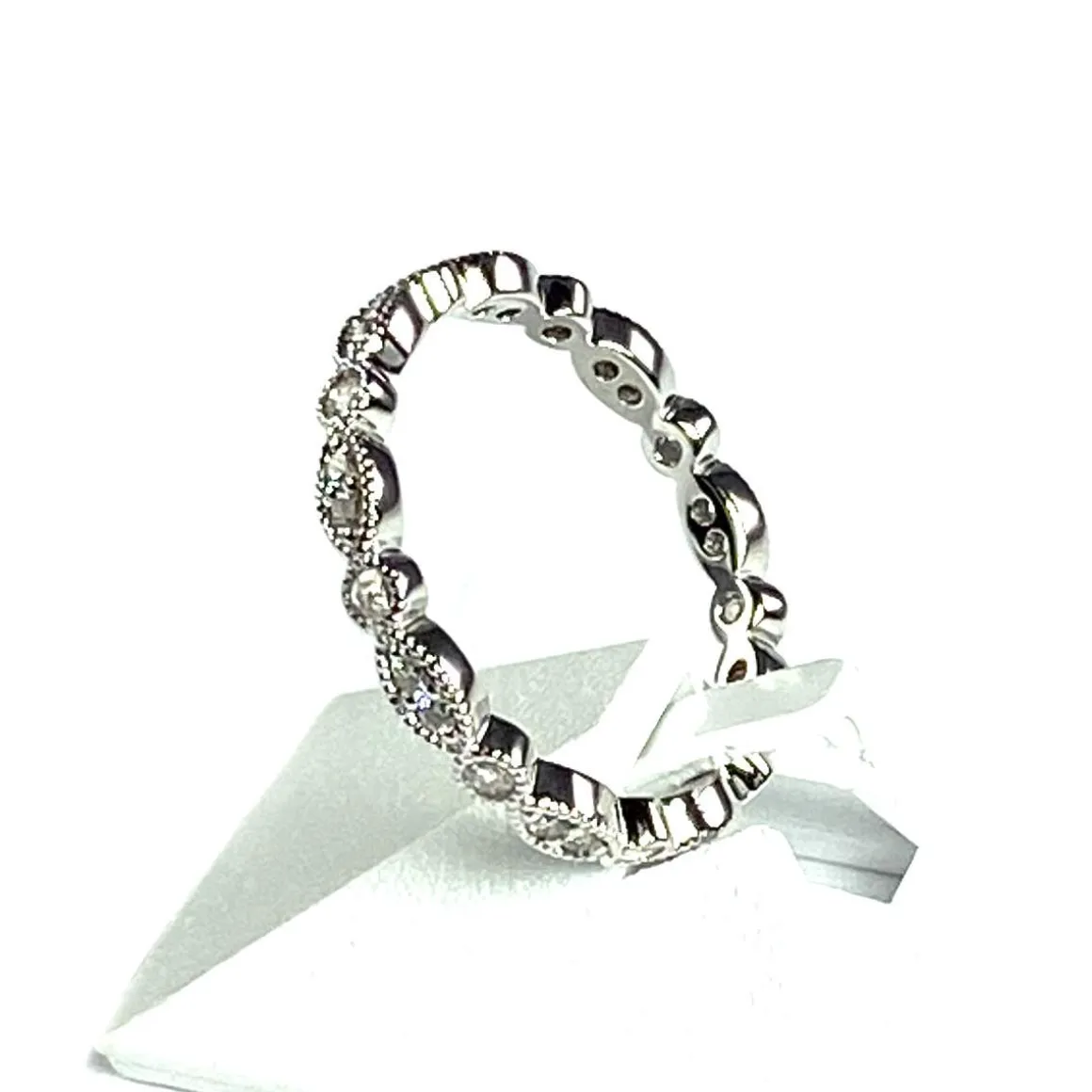 Bague tour complet d'occasion or 750 blanc diamants