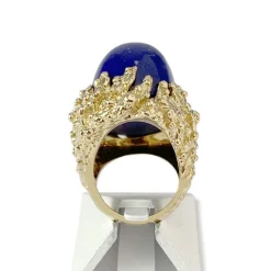 Bague Vintage d'occasion or 750 jaune lapis lazuli