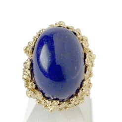 Bague Vintage d'occasion or 750 jaune lapis lazuli