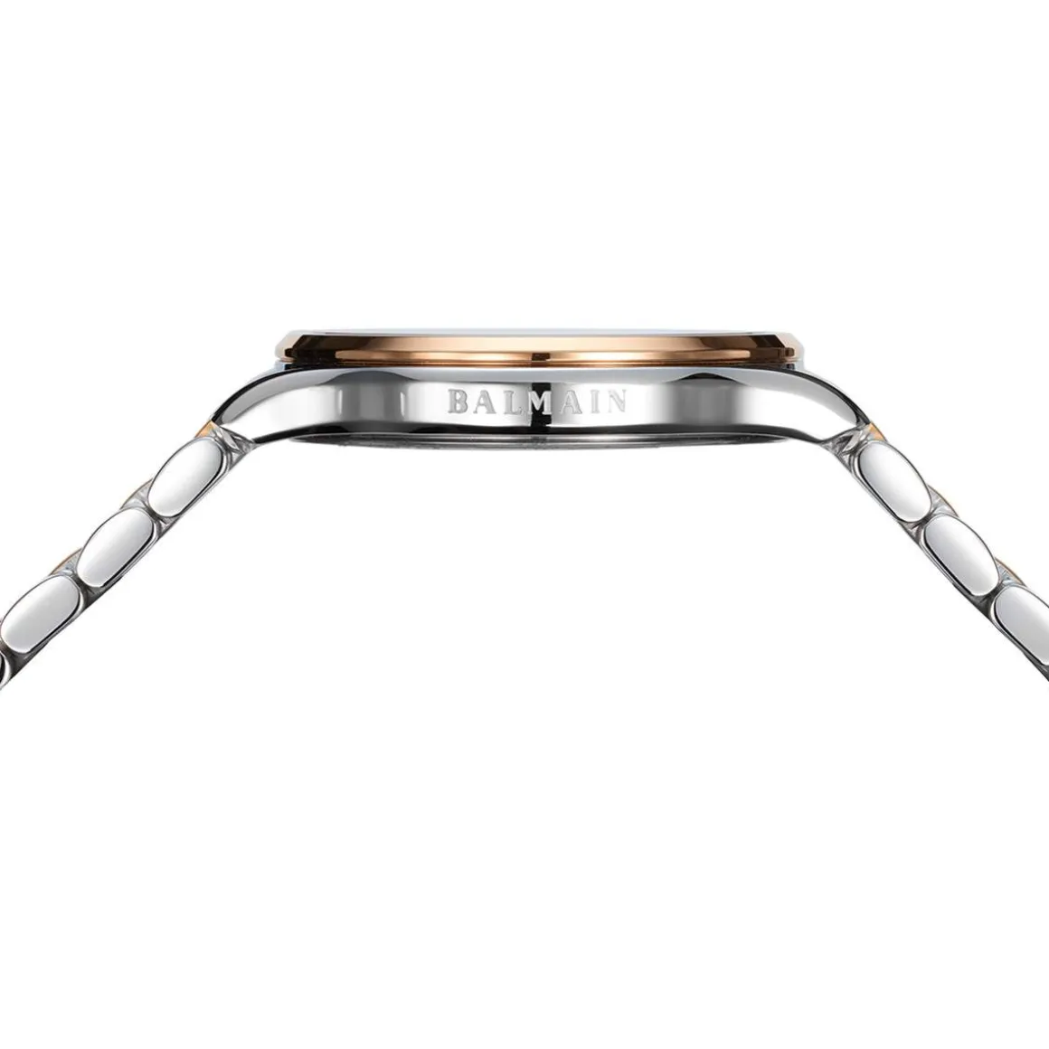 Balmain femme cadran nacre bracelet acier bicolore rose