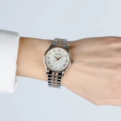 Balmain femme cadran nacre bracelet acier bicolore rose