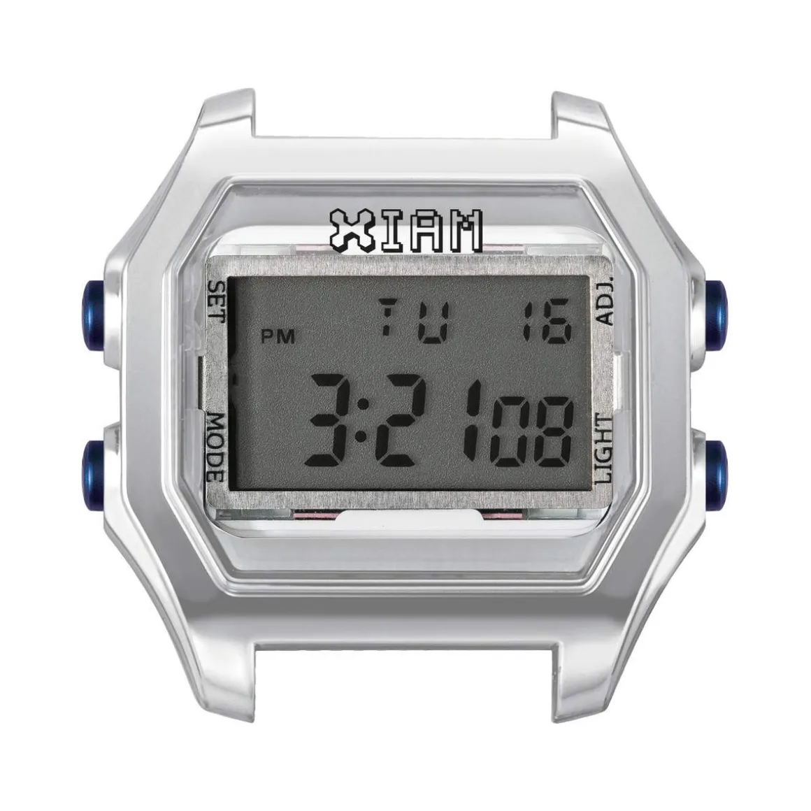 Boîte de montre IAM large polycarbonate argenté