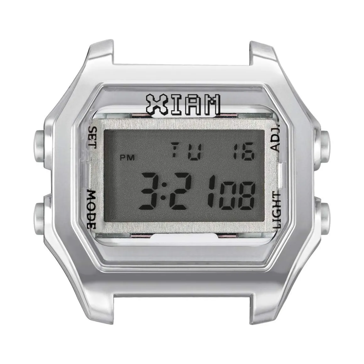 Boîte de montre IAM medium polycarbonate argenté