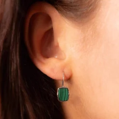 Boucles d'oreille argent 925 malachite