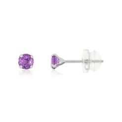 Boucles d'oreille or blanc 375, améthystes