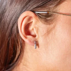 Boucles d'oreille or 375 blanc diamants