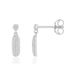 Boucles d'oreille or 375 blanc diamants