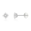Boucles d'oreille or 375 blanc zirconias blancs