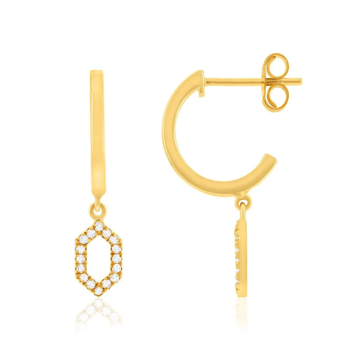 Boucles d'oreille or 375 jaune diamantss