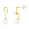 Boucles d'oreille or 375 jaune perles de culture de chine