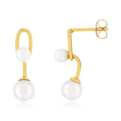 Boucles d'oreille or 375 jaune perles de culture de chine