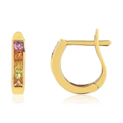 Boucles d'oreille or 375 jaune saphirs