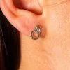 Boucles d'oreille or 375 jaune 2 tons diamants