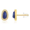 Boucles d'oreilles acier doré lapis lazuli et zirconias
