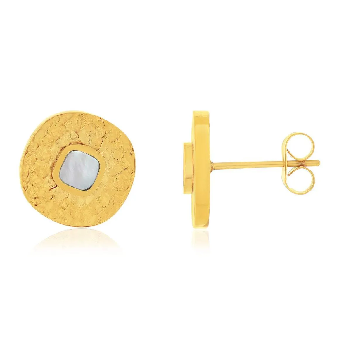Boucles d'oreilles acier doré nacres