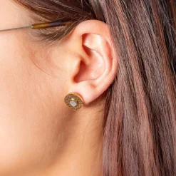 Boucles d'oreilles acier doré nacres