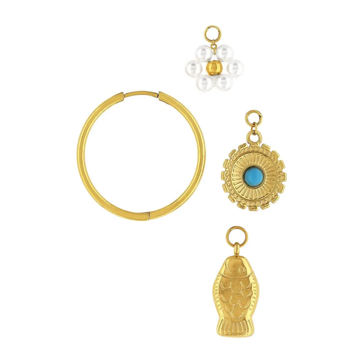 Boucles d'oreilles acier doré perles