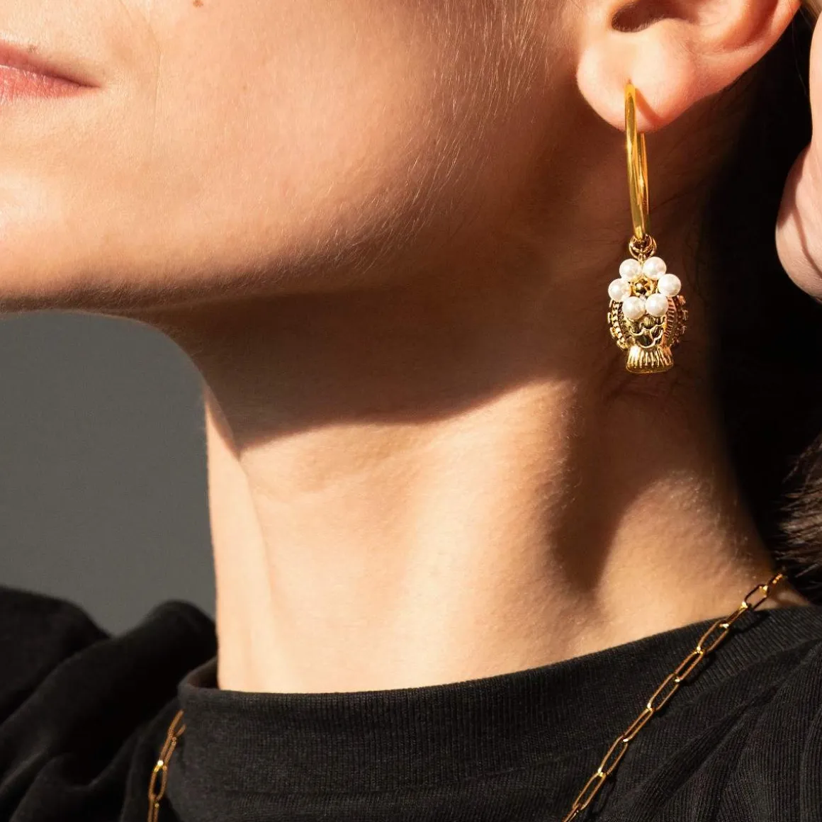 Boucles d'oreilles acier doré perles