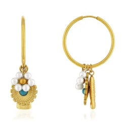 Boucles d'oreilles acier doré perles