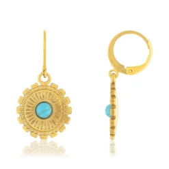 Boucles d'oreilles acier doré turquoises synthetiques