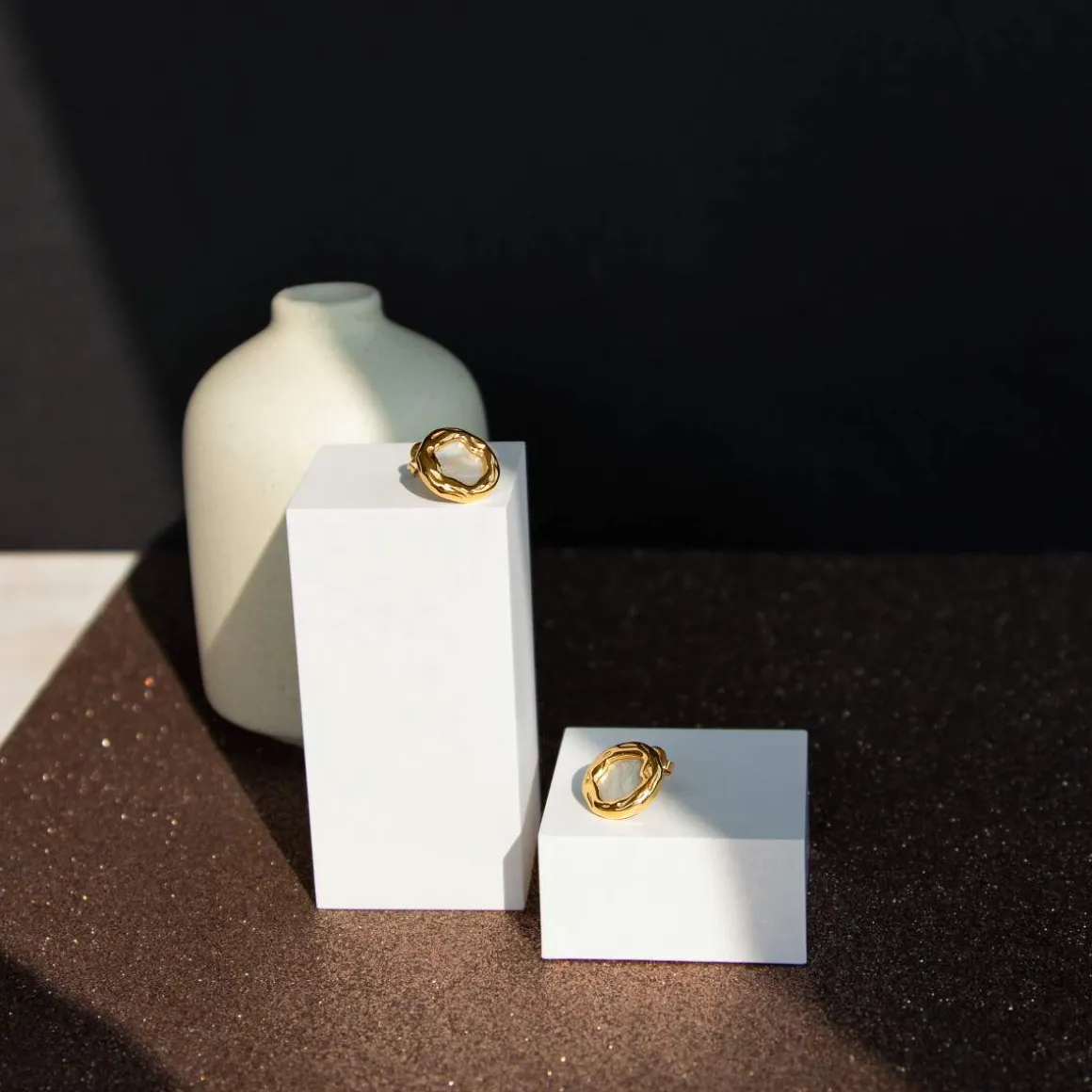 Boucles d'oreilles acier jaune nacre