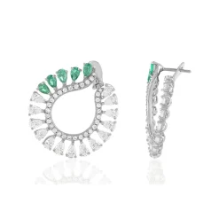 Boucles d'oreilles argent 925 cristal vert et zirconias