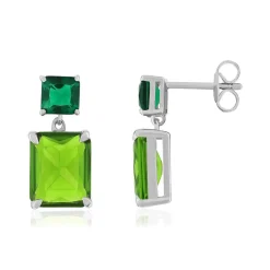 Boucles d'oreilles argent 925 cristal vert 16mm