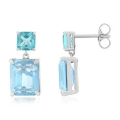 Boucles d'oreilles argent 925 cristal bleu 16mm