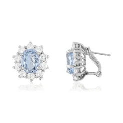 Boucles d'oreilles argent 925 cristal bleu clair et zirconias