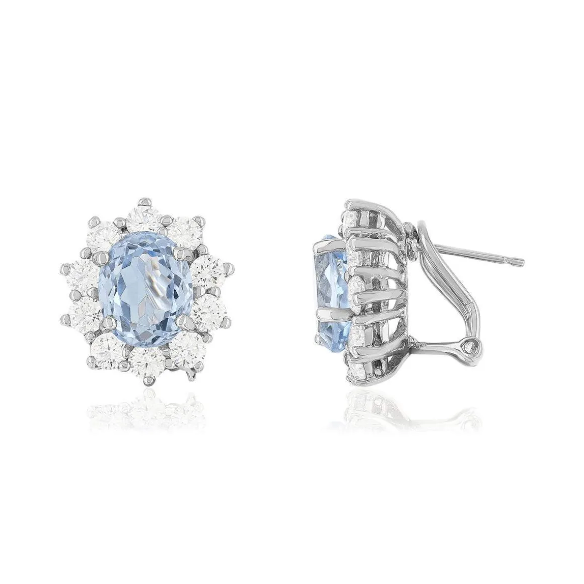 Boucles d'oreilles argent 925 cristal bleu clair et zirconias
