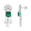 Boucles d'oreilles argent 925 cristal vert et zirconias