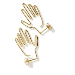 Boucles d'oreilles argent 925 doré mains