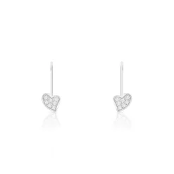 Boucles d'oreilles argent 925 dormeuses coeurs zirconias