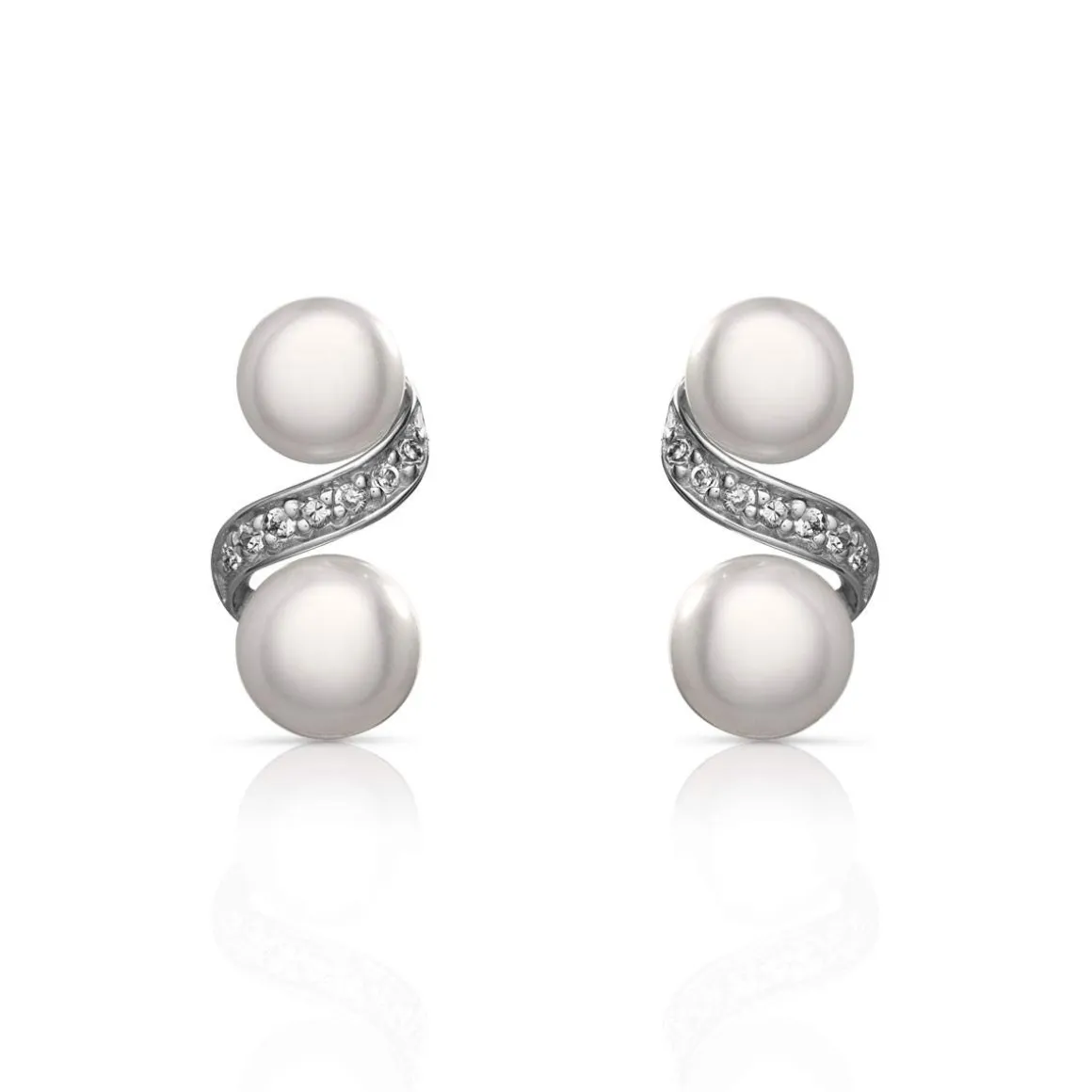 Boucles d'oreilles argent 925 double perle de culture de Chine et zirconias