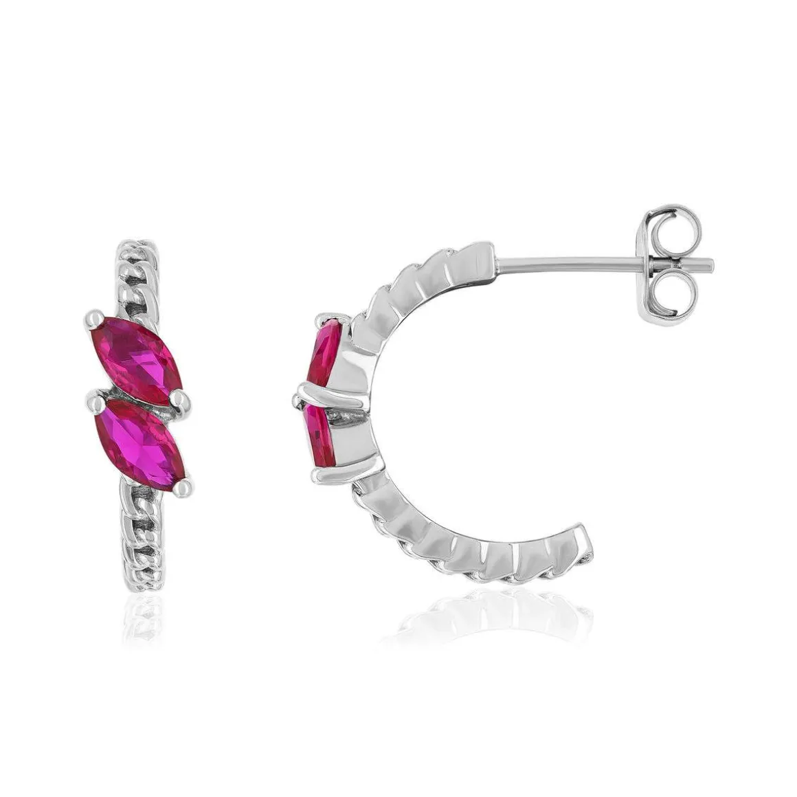Boucles d'oreilles argent 925 et pierres synthétiques