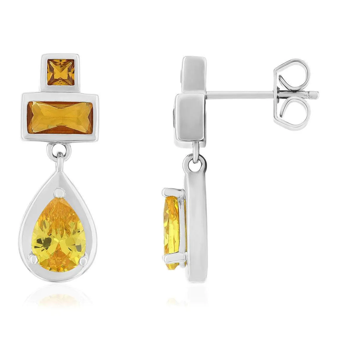 Boucles d'oreilles argent 925 et zirconias jaunes