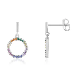 Boucles d'oreilles argent 925 et zirconias multicolores
