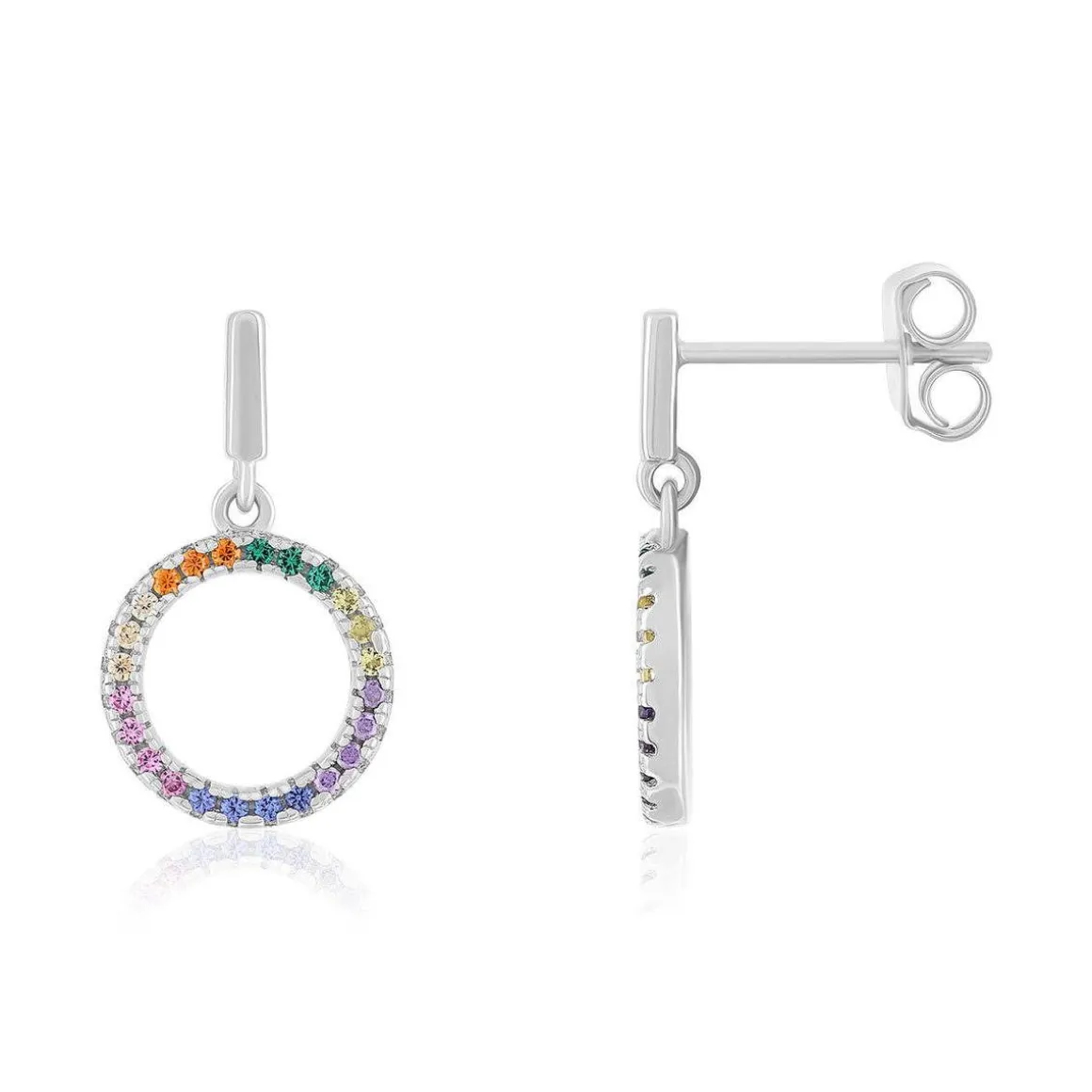 Boucles d'oreilles argent 925 et zirconias multicolores